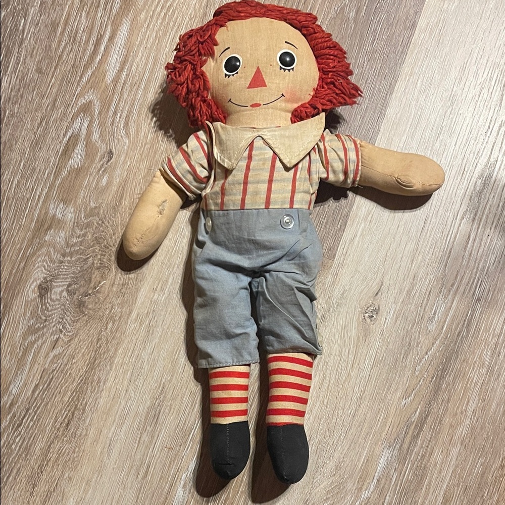 Classic Vintage 💕 Preloved Raggedy Andy Doll with Red Hair and Striped Outfit